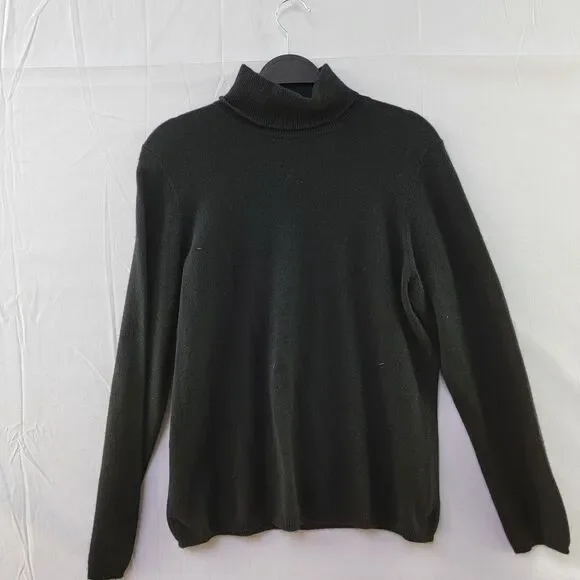 Charter Club 2-PLY 100% Cashmere Black Classic Turtleneck Sweater Size L - Picture 2 of 7